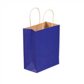 8" x 4.5" x 10.25" Parade Blue Tinted Paper Shopping Bags with Twisted Paper Handles