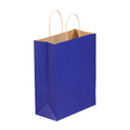 10" x 5" x 13" Parade Blue Tinted Paper Shopping Bags with Twisted Paper Handles