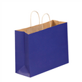 16" x 6" x 12" Parade Blue Tinted Paper Shopping Bags with Twisted Paper Handles