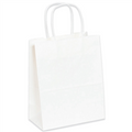 8" x 4.5" x 10.25" Heavy Duty White Paper Shopping Bags with Twisted Paper Handles