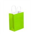 8" x 4.5" x 10.25" Citrus Green Tinted White Paper Shopping Bags with Twisted Paper Handles