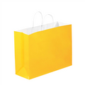 16" x 6" x 12" Buttercup Tinted White Paper Shopping Bags with Twisted Paper Handles