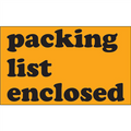 "Packing List Enclosed" (Fluorescent Orange) Shipping and Handling Labels