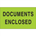 "Documents Enclosed" (Fluorescent Green) Shipping and Handling Labels