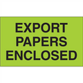 "Export Papers Enclosed"  (Fluorescent Green) Shipping and Handling Labels