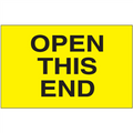 "Open This End" (Fluorescent Yellow) Shipping and Handling Labels