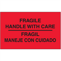 "Fragil - Maneje Con Cuidado"  (Fluorescent Red) Bilingual Shipping and Handling Labels