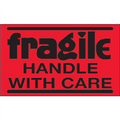 "Fragile - Handle With Care"  (Fluorescent Red) Shipping Labels