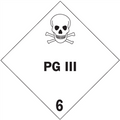 "PG III - 6" D.O.T. Hazard Labels