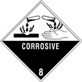 "Corrosive - 8" D.O.T. Hazard Labels