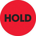 2" Circle - "Hold" Fluorescent Red Pre-Printed Inventory Control Labels