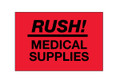 "Rush - Medical Supplies" (Fluorescent Red) Labels Shipping and Handling Labels