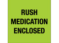 "Rush - Medication Enclosed" (Fluorescent Green) Labels Shipping and Handling Labels