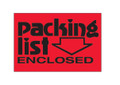 Packing List Enclosed" (Fluorescent Red) Labels Shipping and Handling Labels