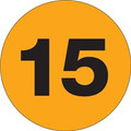 3" Circle - "15" (Fluorescent Orange) Inventory Number Labels