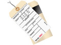 6 1/4" x 3 1/8" 2 Part Pre-Wired Carbon Style Inventory Tags (0500-0999), Perforated Paper, Adhesive Strip on 10 Point Manila Card Stock Base Ply