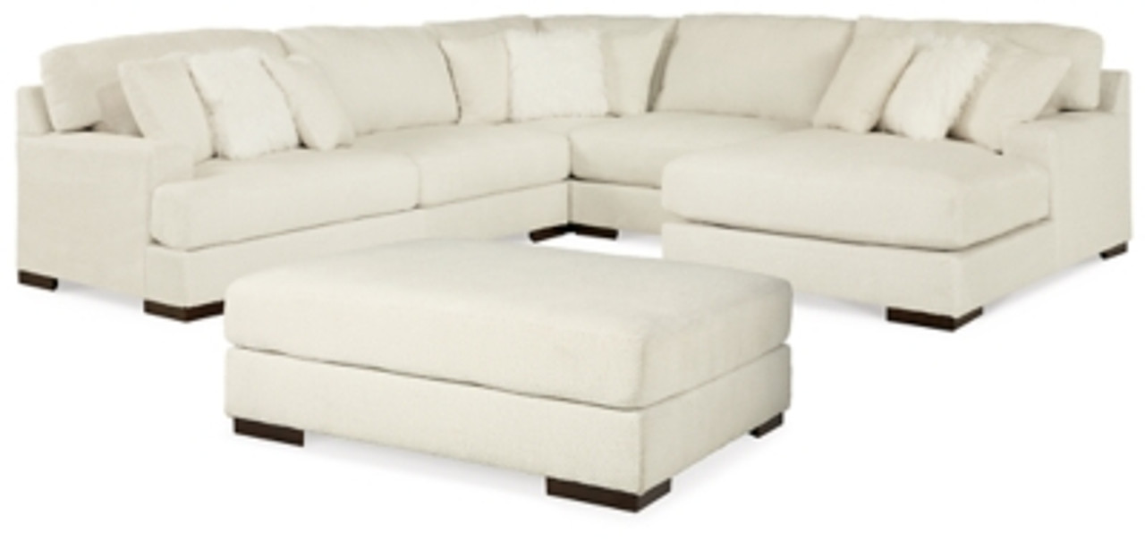 Ashley Zada Ivory 4-Piece Sectional with Ottoman 52204/17/46/66/77/08 on  sale at Bargains and Buyouts
