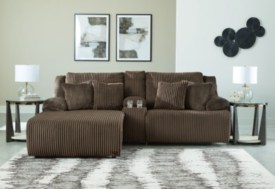 Ashley Top Tier Chocolate 3-Piece Reclining Sectional Sofa with