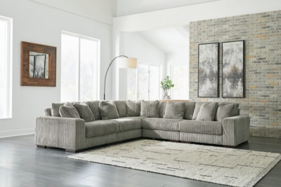 Ashley Lindyn Fog 5-Piece Sectional with LAF Chair / RAF Chair on