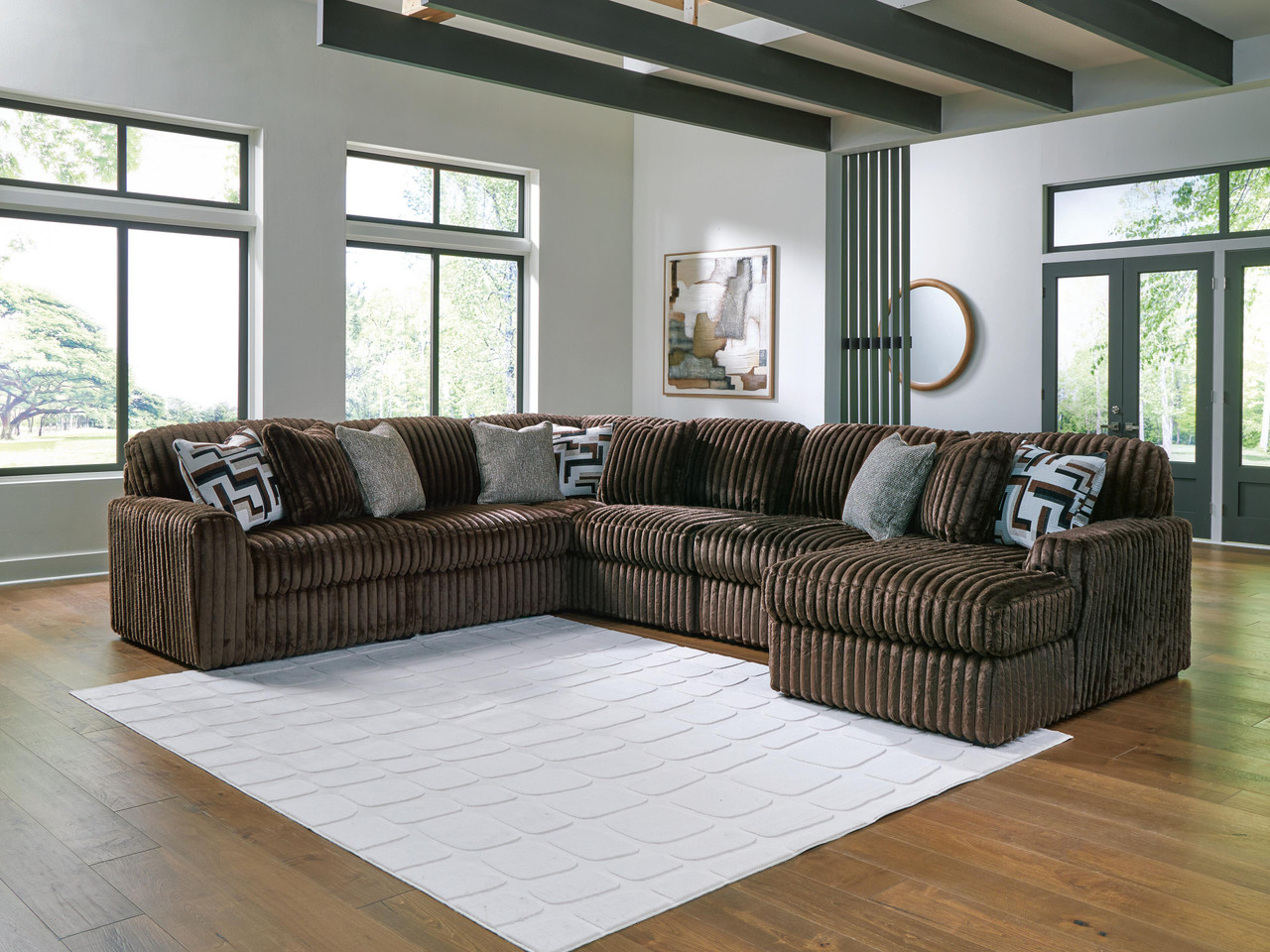 Ashley Midnight-Madness Chocolate 6-Piece Sectional with Chaise