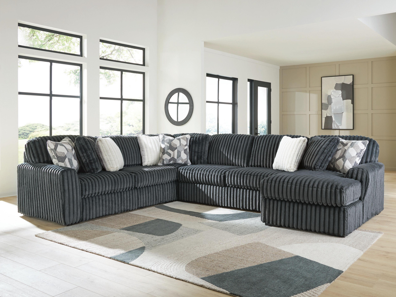 Ashley Midnight-Madness Onyx 4-Piece Sectional with Chaise 98103