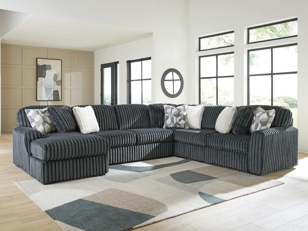 Ashley Midnight-Madness Onyx 4-Piece Sectional with Chaise 98103