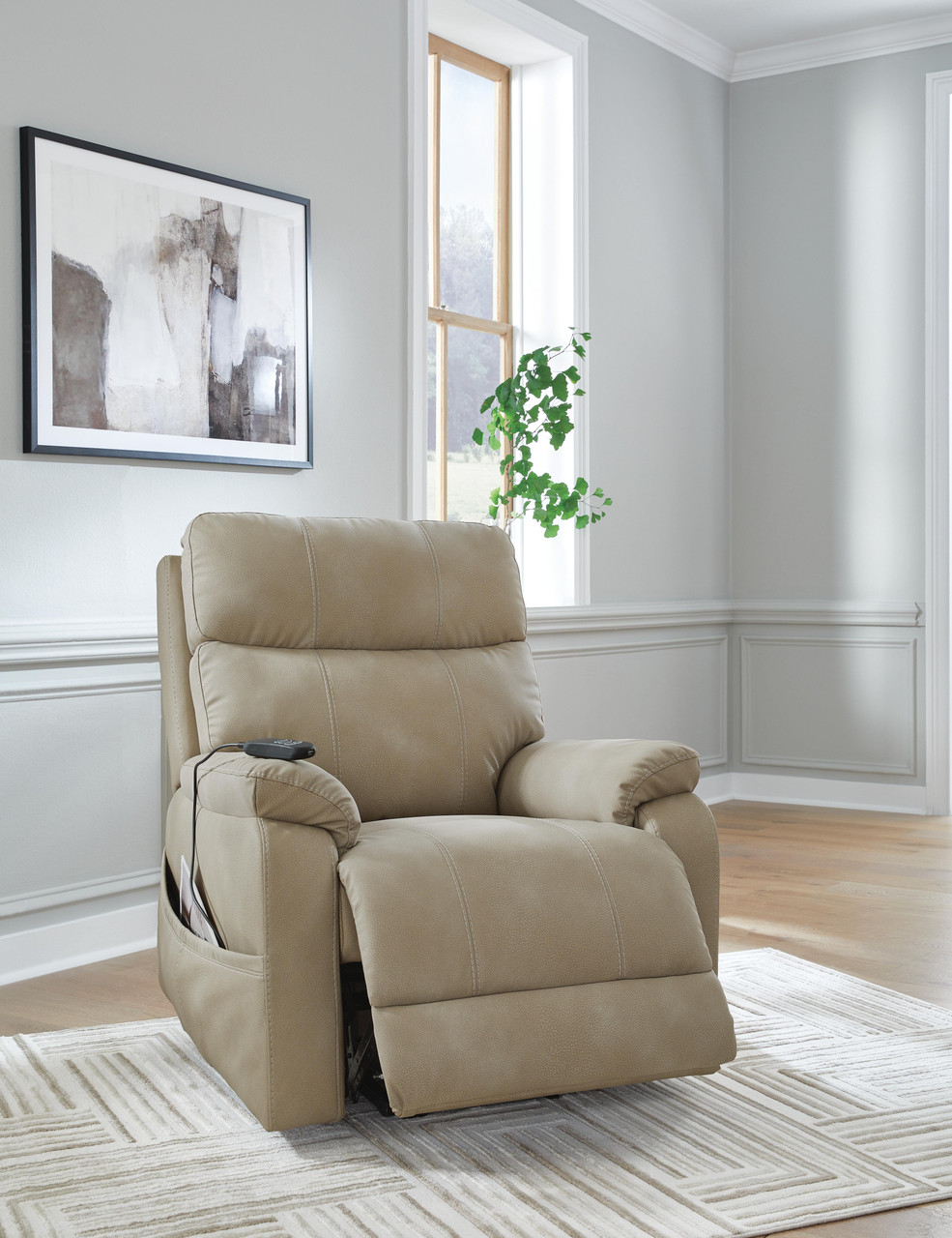 Ashley Next-Gen Durapella Sand Power Lift Recliner on sale at