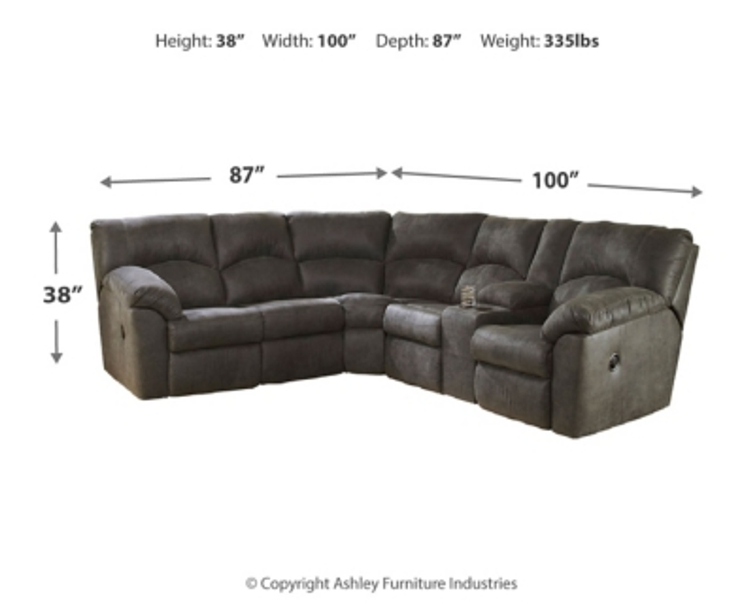 Ashley Tambo Canyon 2Piece Sectional with Recliner on sale at Bargains