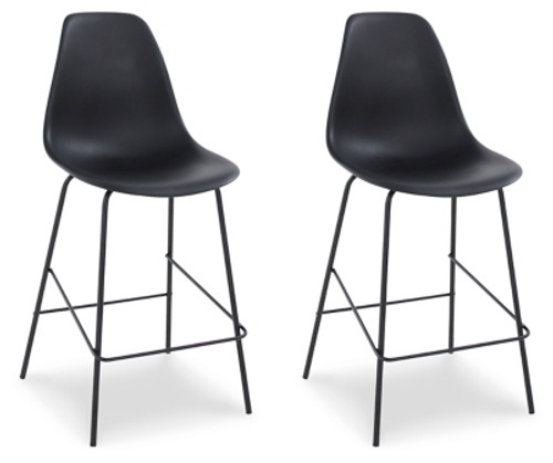 Ashley Forestead Black Counter Height Bar Stool (Set of 2)