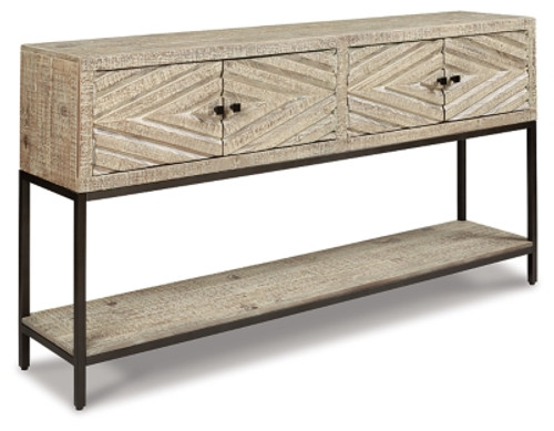 Ashley Roanley Distressed White Sofa/Console Table