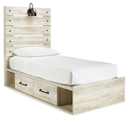 Ashley Cambeck Whitewash Twin Panel Bed with 2 Storage Drawers