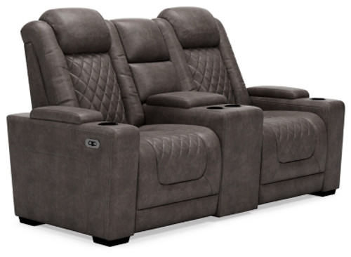 Ashley HyllMont Gray Power Reclining Loveseat with Console