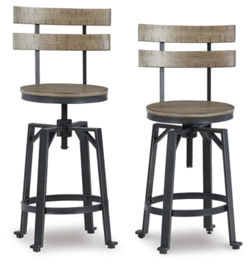 Ashley Lesterton Light Brown Black Counter Height Bar Stool (Set of 2)