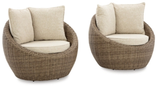 Ashley Danson Beige Swivel Lounge with Cushion (Set of 2)