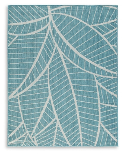 Ashley Hulsia Ivory Aqua 5' x 7' Rug