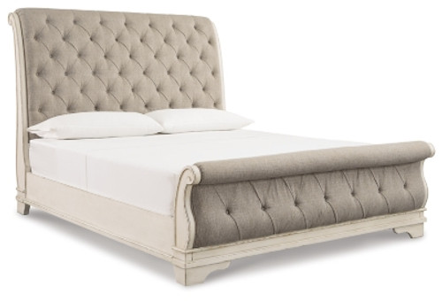 Ashley Realyn Chipped White Queen Sleigh Bed