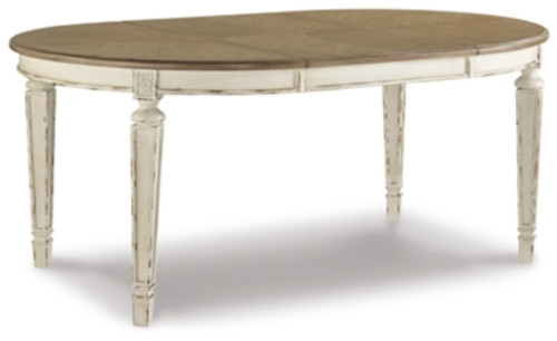Ashley Realyn Chipped White Rectangular Dining Extension Table