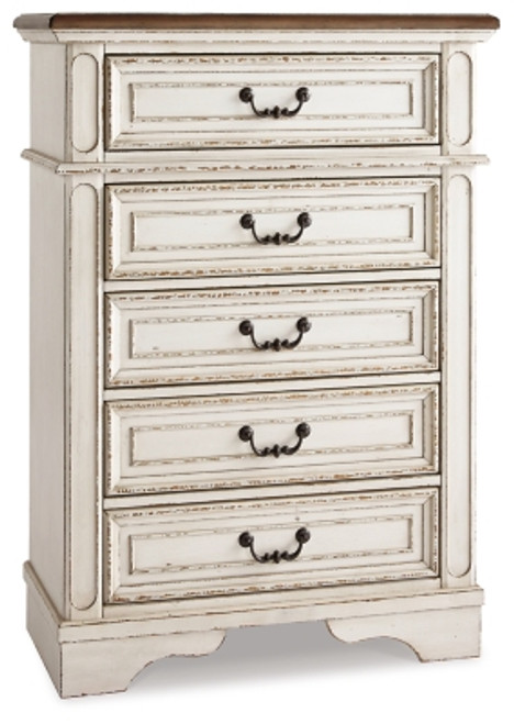 Ashley Realyn Chipped White Chest of Drawers