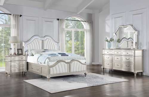 Coaster Evangeline 4piece Eastern King Bedroom Set Silver Oak