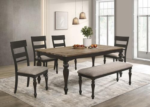 Coaster Bridget 6piece Rectangular Dining Set Charcoal Sand Through