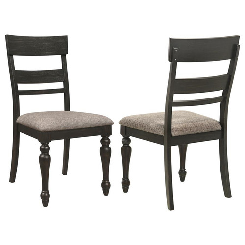 Coaster Bridget Ladder Back Dining Side Chair Stone Brown and Charcoal Sandthrough Set of 2