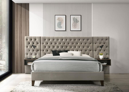 Coaster UPHOLSTERED EASTERN KING BED  Brown