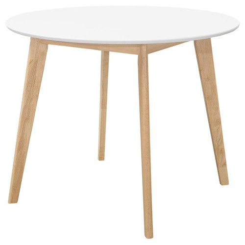 Coaster Breckenridge Round Dining Table Matte White and Natural Oak