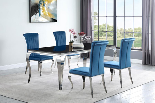 Coaster Carone 5piece 81 Rectangular Dining Set Teal and Chrome