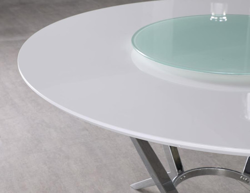 Coaster Abby Round 54inch Lazy Susan Dining Table White High Gloss