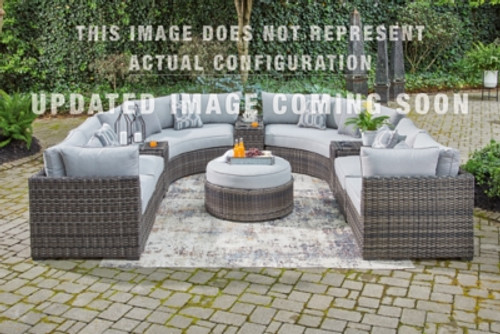 Ashley Harbor Court Gray Outdoor 9-Piece Sectional with Ottoman