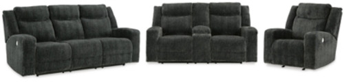 Ashley Martinglenn Ebony Power Reclining Sofa, Loveseat and Recliner