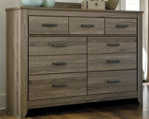 Ashley Zelen Warm Gray King Panel Bed with Dresser