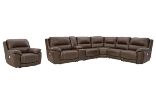 Ashley Dunleith Chocolate 6-Piece Sectional with Recliner