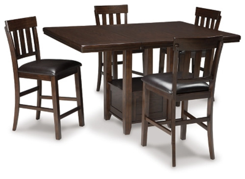 Ashley Haddigan Dark Brown Counter Height Dining Table and 4 Barstools